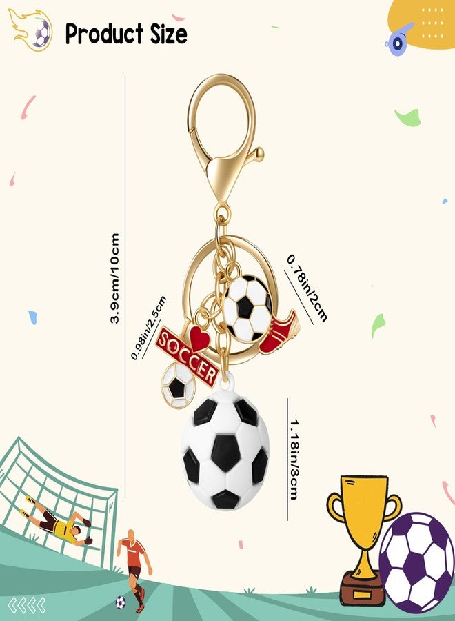 Joyline Soccer Gifts Funny Soccer Keychain for Men Women Mini 3D Love Football&Trophy Charm Keychain - Image 2